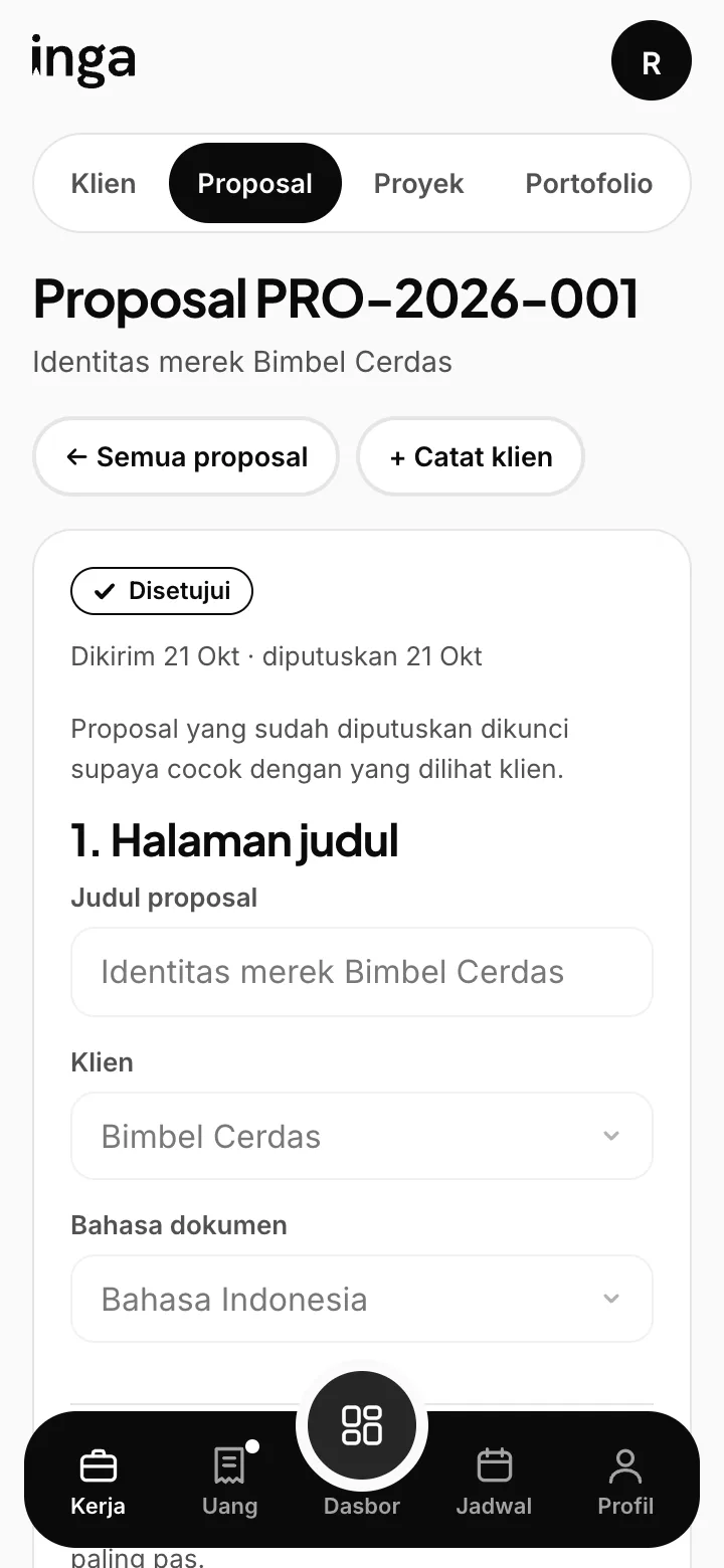 Proposal di HP dengan pratinjau halaman A4